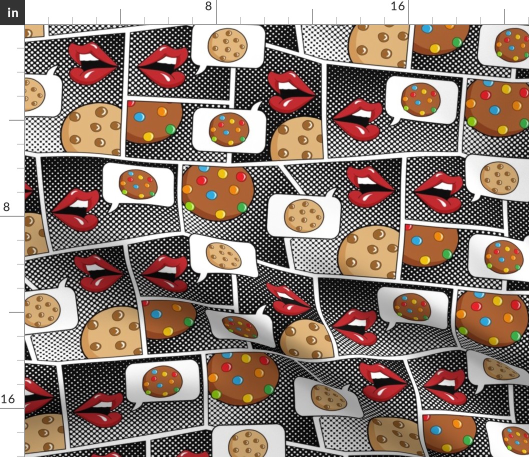 Pop Art: Cookies Chat - Red + Bg B&W