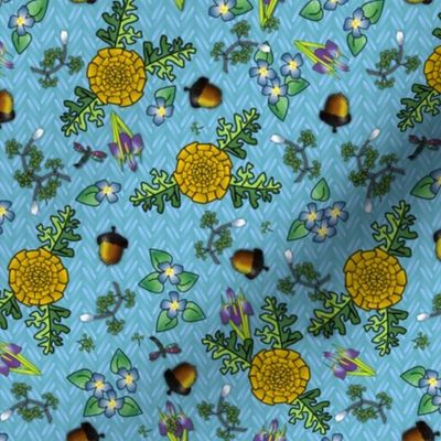 my kitchen table woodland surprise  blue yellow