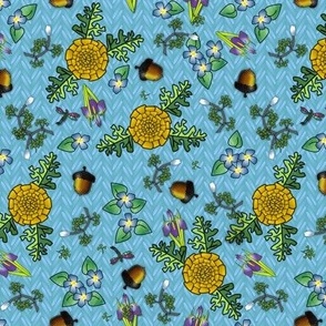 my kitchen table woodland surprise  blue yellow