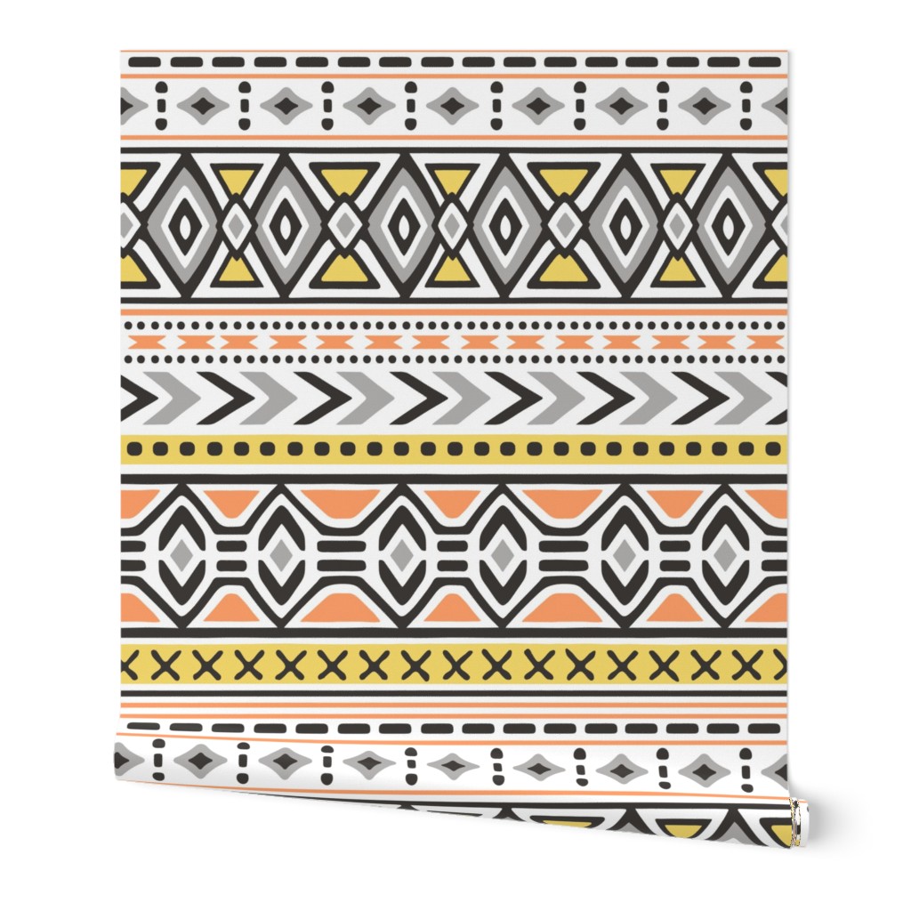 Tribal Aztec Rows in Yellow Orange