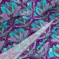 Art Deco Lotus Rising in Turquoise, Purple and Teal