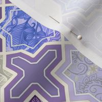 Decorative Geometric Tiles in Cream, Lilac and Lavender 