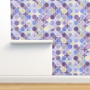 Decorative Geometric Tiles in Cream, Lilac and Lavender 