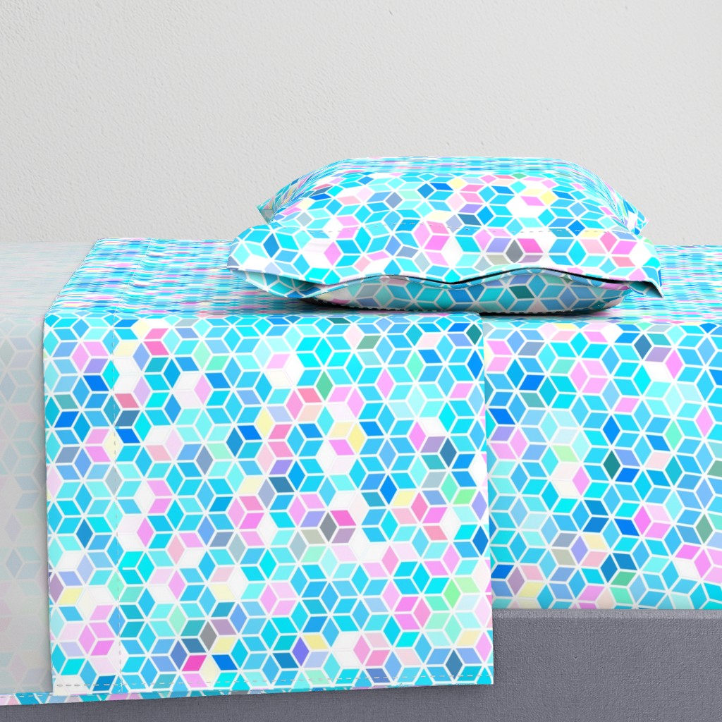 Bright Pink and Turquoise Diamond Hexagon Pattern