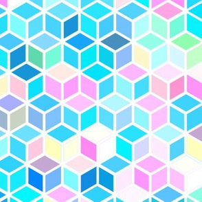 Bright Pink and Turquoise Diamond Hexagon Pattern