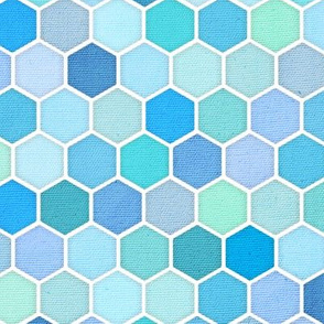 Mini Blue Green Honeycomb Hexagons