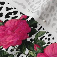 Ooh La La! Leopard with Hot Pink Redoute Roses ~ Medium