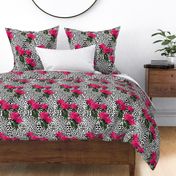 Ooh La La! Leopard with Hot Pink Redoute Roses ~ Medium