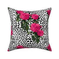 Ooh La La! Leopard with Hot Pink Redoute Roses ~ Medium