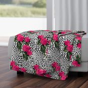 Ooh La La! Leopard with Hot Pink Redoute Roses ~ Medium