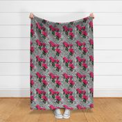 Ooh La La! Leopard with Hot Pink Redoute Roses ~ Medium