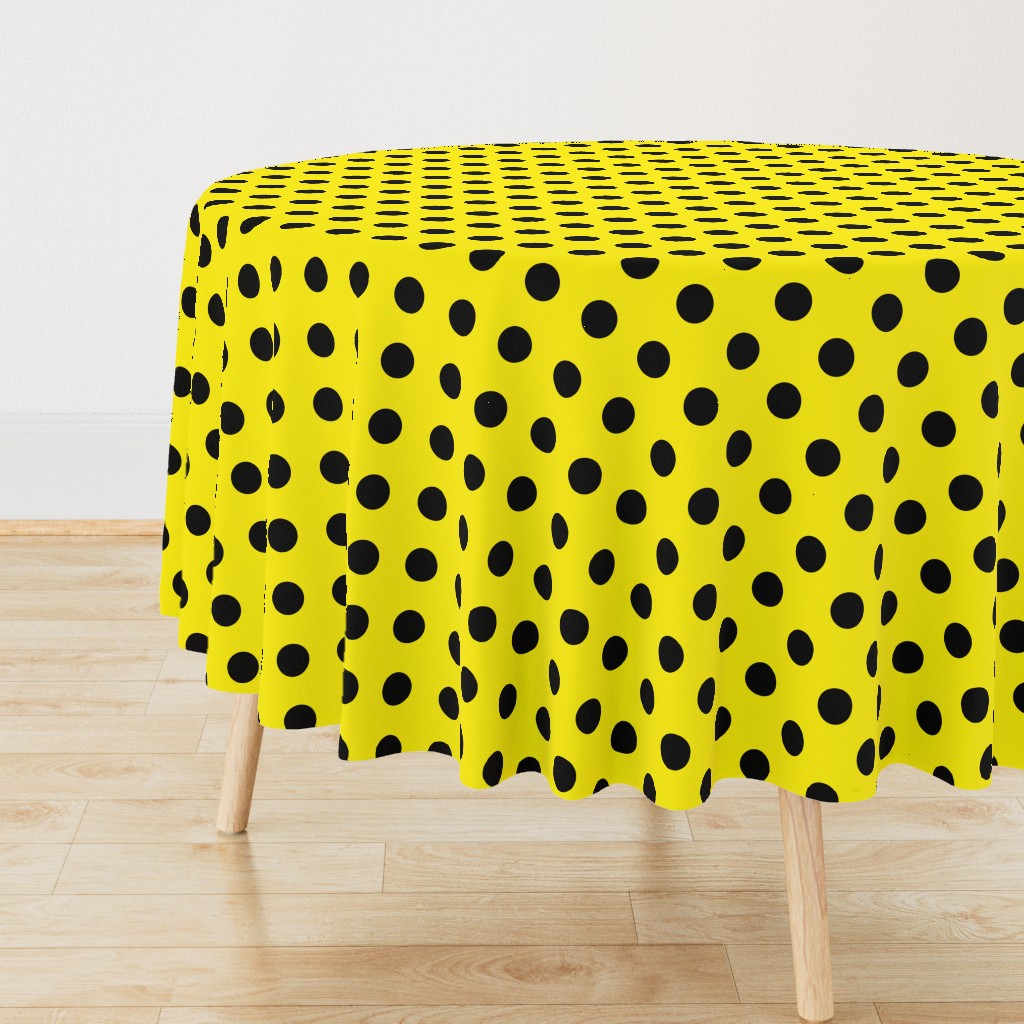 Canary Yellow  + Polka Black (1 and a half inch) Dots