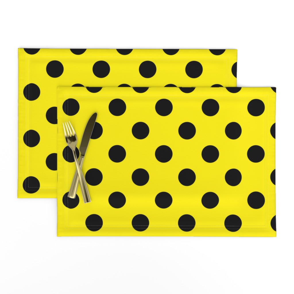 Canary Yellow  + Polka Black (1 and a half inch) Dots