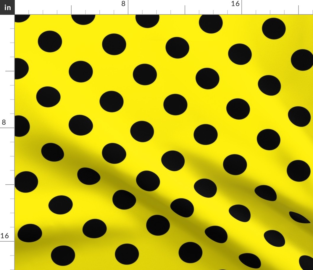 Canary Yellow  + Polka Black (1 and a half inch) Dots