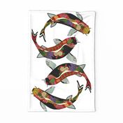 koi white tea towel