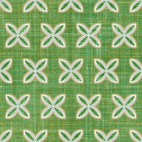 Faux Linen Cuatro leaf green