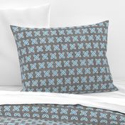 Faux linen cuatro floral blue and gray 