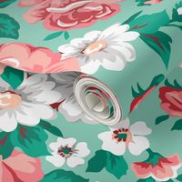 Floral with Roses in Mint