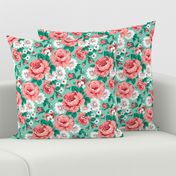 Floral with Roses in Mint