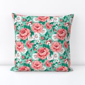 Floral with Roses in Mint