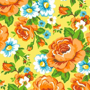 Floral with Roses in Yellow Orange