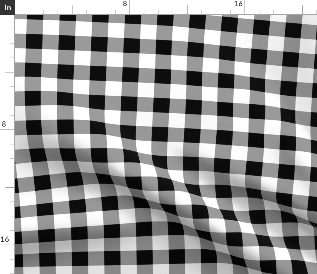 Gingham ~ Black and White and Grey All Over ~ One Inch