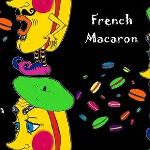 French macaron cookies, large scale, black yellow 