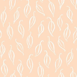 falling leaves - white on peach pink