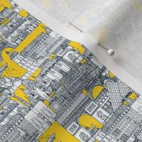 Paris toile yellow indigo teeny tiny