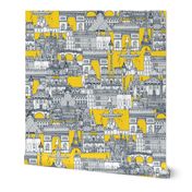 Paris toile yellow indigo teeny tiny