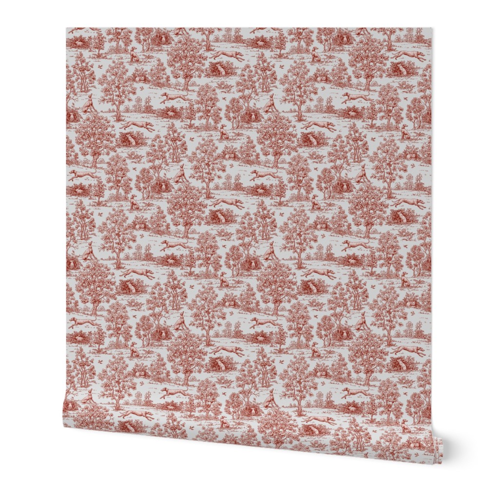 Gray and Burgundy Greyhound Toile 