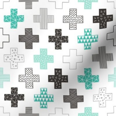  Crosses Plus Sign Black&White and Mint Green