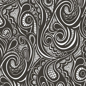 Swirl waves Doodle Black&White