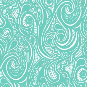 Swirl Waves Doodle Green Mint