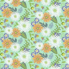 aqua peachy floral