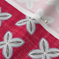 Faux linen medallion motif in red