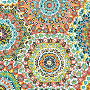 Granny's Hexagon Cheater Quilt_Retro Colorway