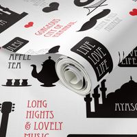 Cool turkish Istanbul urban city travel icons illustration black and white