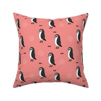 Adorable baby penguin geometric birds illustration and cross and arrow details pattern