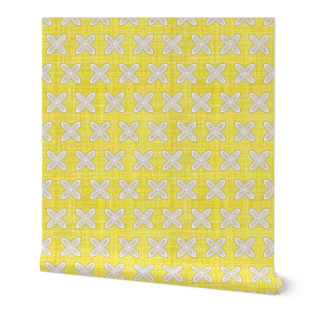 Faux Linen Citron Lemon motif