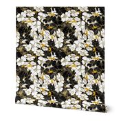 Watercolor Roses Floral in gold and black