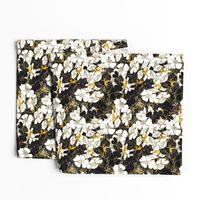 Watercolor Roses Floral in gold and black