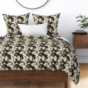 Watercolor Roses Floral in gold and black