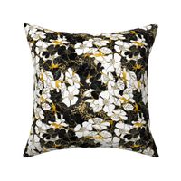 Watercolor Roses Floral in gold and black