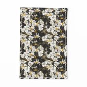 Watercolor Roses Floral in gold and black