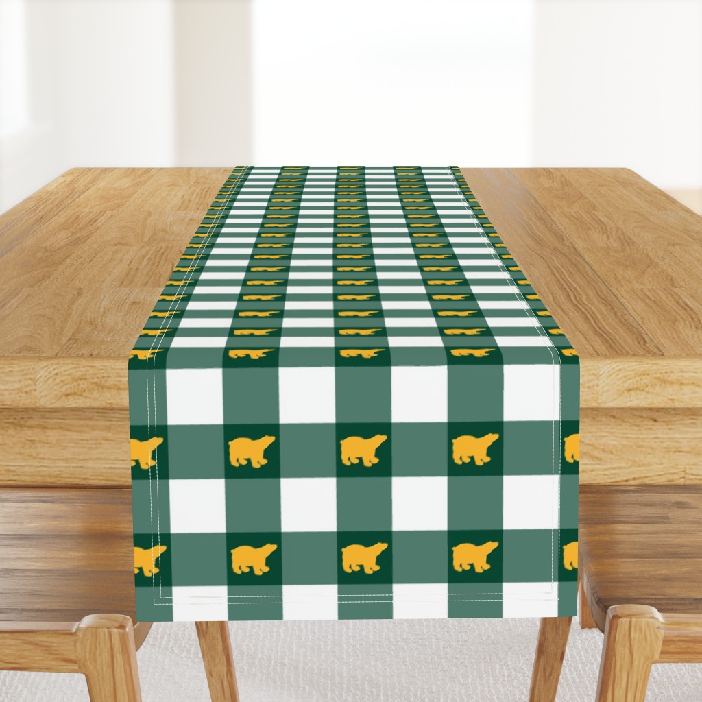 green gingham gold bears large