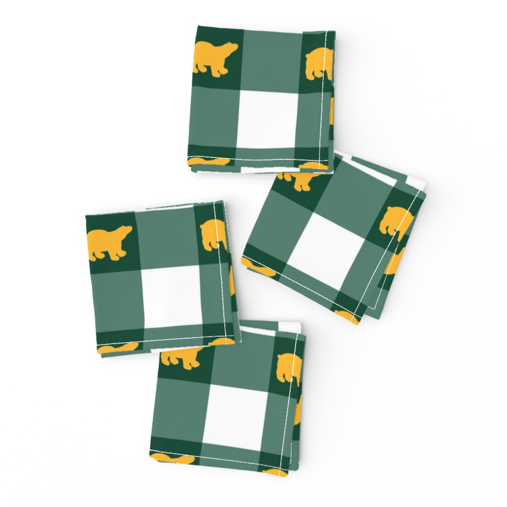 green gingham gold bears large