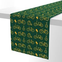 Gold Bicycles on Green