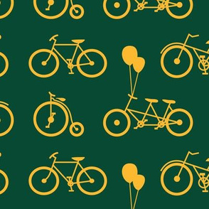 Gold Bicycles on Green