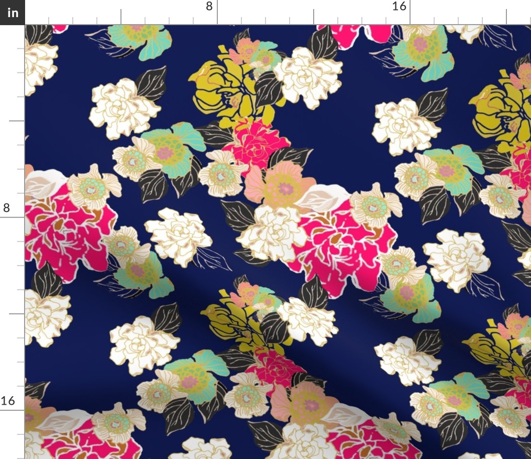 Jungle Passion navy extra large wallpaper for Jame